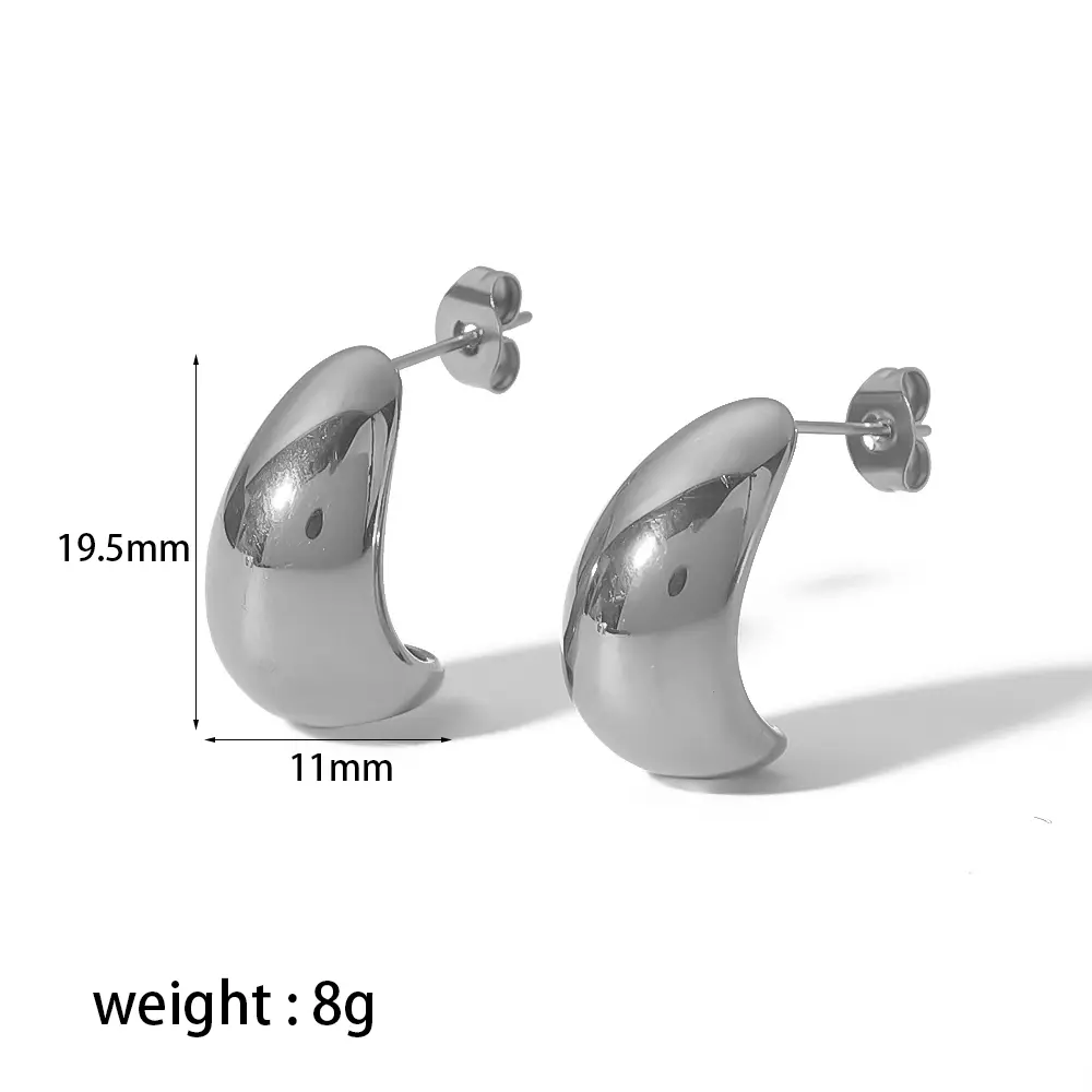 1 Pair Simple Classic Style C Shape Stainless Steel 18K Gold Plated Women's Stud Earrings h5 Picture2